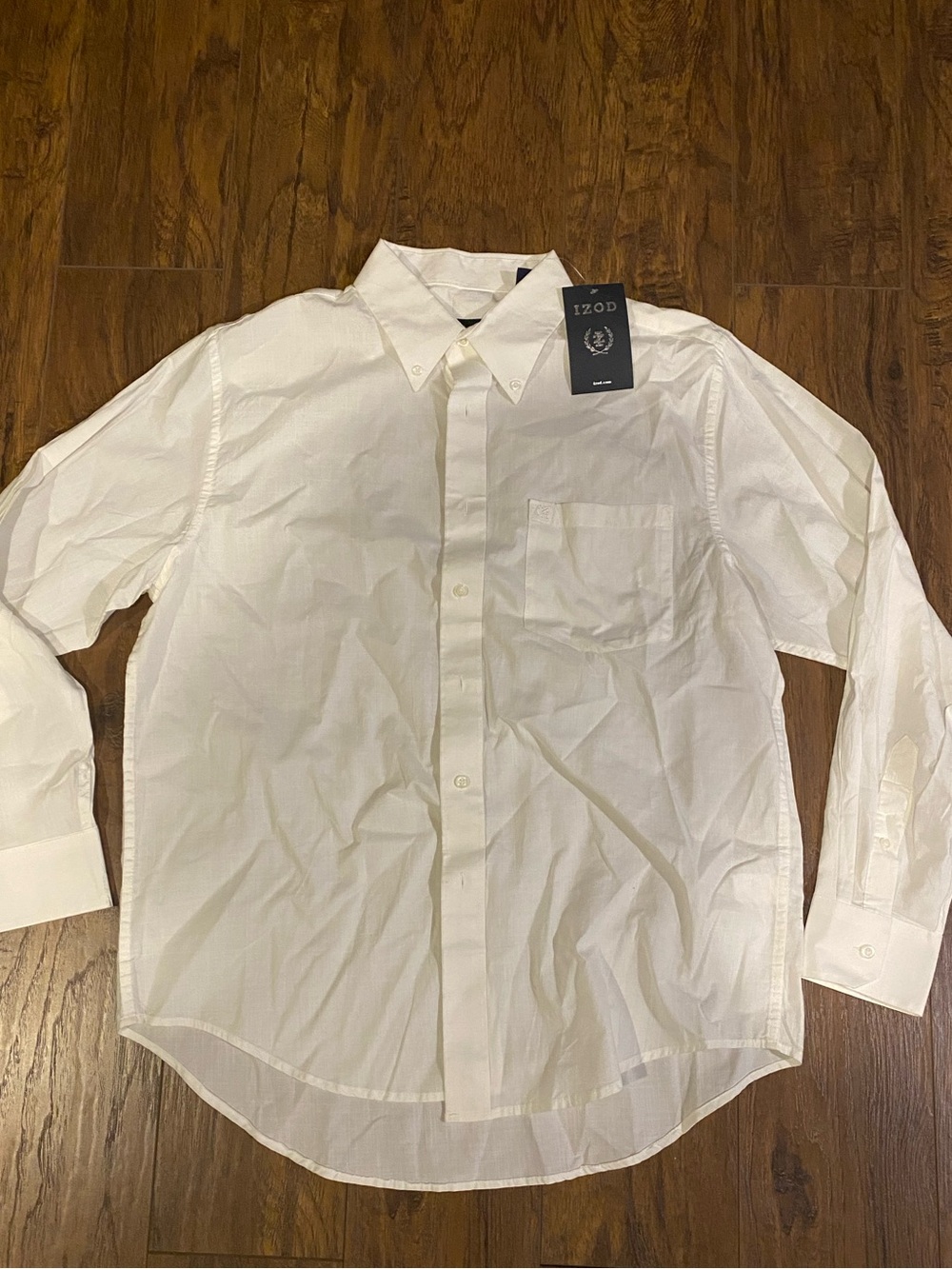 Izod White Long-Sleeve Button-Down Dress Shirt